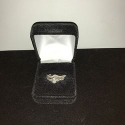 32-5528-14 STERLING SILVER LDS DIAMOND WEDDING SET VINTAGE 