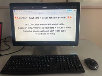 20" Monitor Wireless Keyboard and Mouse