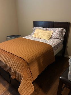 Full size bed frame and mattress