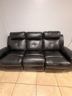 Black  Leather Reclining Sofa