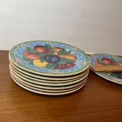Victoria Beale FORBIDDEN FRUIT 9024 Salad Dessert 8 Plates VINTAGE Porcelain Set 7.5”