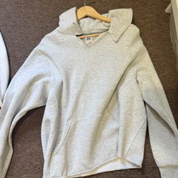 gray and green hoodie 