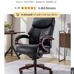 La-Z-Boy Bradley Bonded Leather Executive Chair, Black (46089-CC)