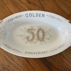 Vintage Norcrest Fine China Golden 50th Anniversary Small Dish or Bowl