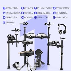 NEW Donner DED-200 Electronic Drum Kit – Mesh Heads, 5-Piece, Sealed Box!