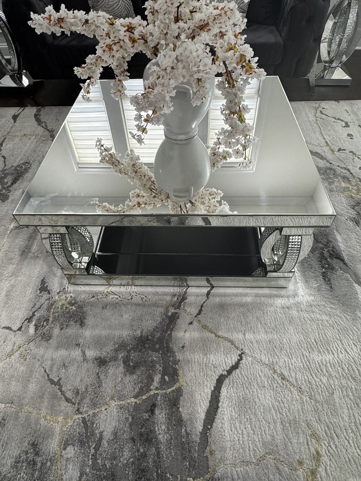 Mirrored Coffee Table And 3 Side Tables