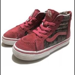 Vans High Top Shoes Sneakers Suede/Sparkly Pink Kids Girl Sz. 7.5