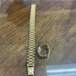 18k Bracelets And 18ring Rolex Style Bracelet Size 7.5 Inches Ring Size 8 Pick Up Only!!