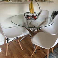 Glass Dining Table + 4 Chairs ( Can be sold separately)