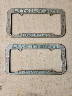 Sachs Downey Ave Vintage Dealer License Plate Frames – Pair