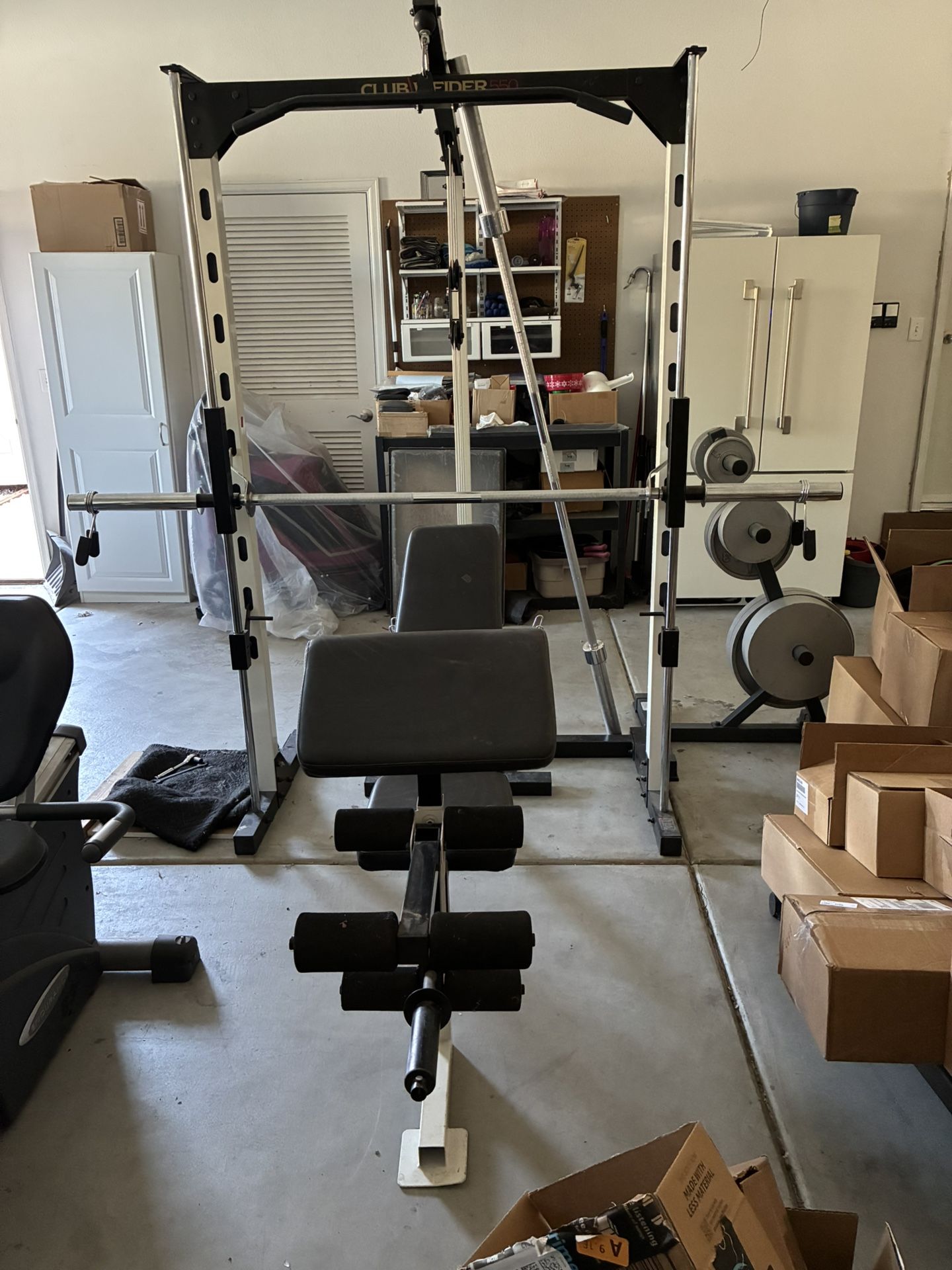 Club Weider 550 Smith Machine With 255lbs of Weights Extra Olympic Bar and More