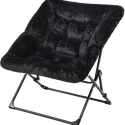 Faux Fur Foldable Comfy Saucer Chair