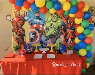Avengers super hero Birthday Party Candy Table Decoration Balloon Garland