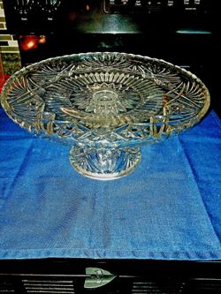 Vintage Cut Glass Crystal Pedestal Cake Stand