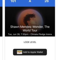 2 GREAT Tickets 6/28 7:30 PM Shawn Mendes: Wonder, The World