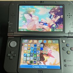 New Nintendo 3DS XL Black/Gray, IPS Top Mod With 128GB SD Card And Charger