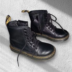 Dr. Martens Black Leather Boots with Silver Eyelets