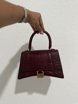 Balenciaga Hourglass Small Crocodile Embossed Bag