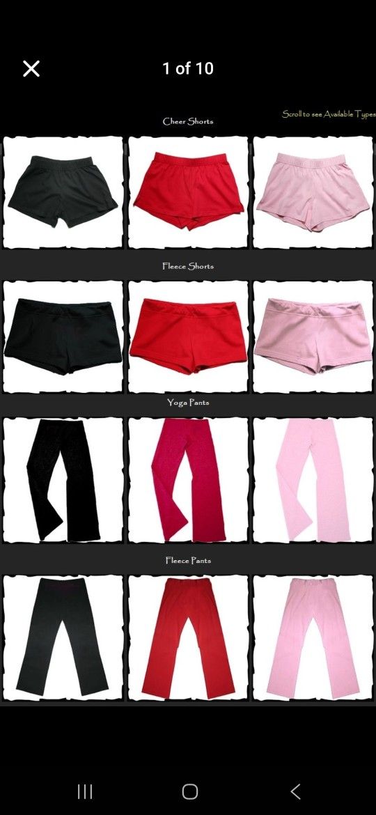 Cheer shorts, Fleece shorts, Yoga pants, Sweatpants - LOT Available