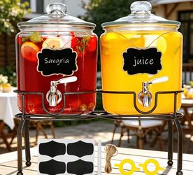 Glass Beverage Dispenser Set with Stand – Like New