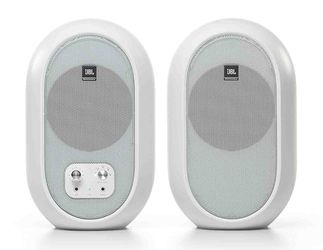 JBL 104-BT Compact Desktop Reference Monitors with Bluetooth - White Pair