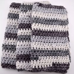 set of 3 handmade crochet cotton dish wash cloth 8 x 8 in shades of gray 