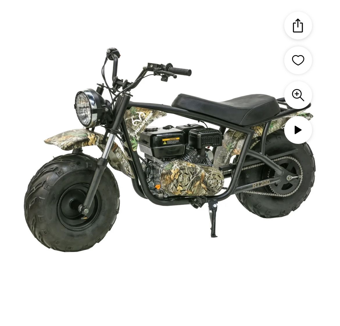 Realtree RT200 Gas Powered 196cc Camo Power Ride-On Mini Bike