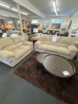 Beige 2PC Soft Corduroy Living Room Set