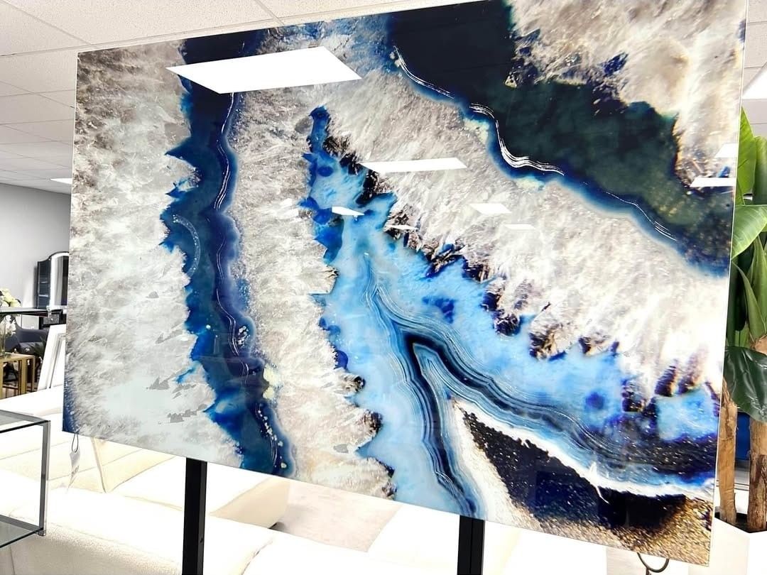 Aghate Stone Design Wall Art Glass Art 60x40 NEW