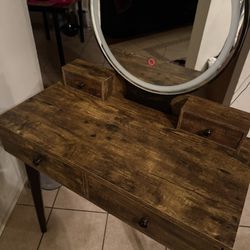 Wooden Vanity With LED Mirror