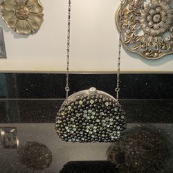 Vintage Maurices Silver Beaded Crocheted Purse Mini Handbag Crossbody Bag 6x5x3”