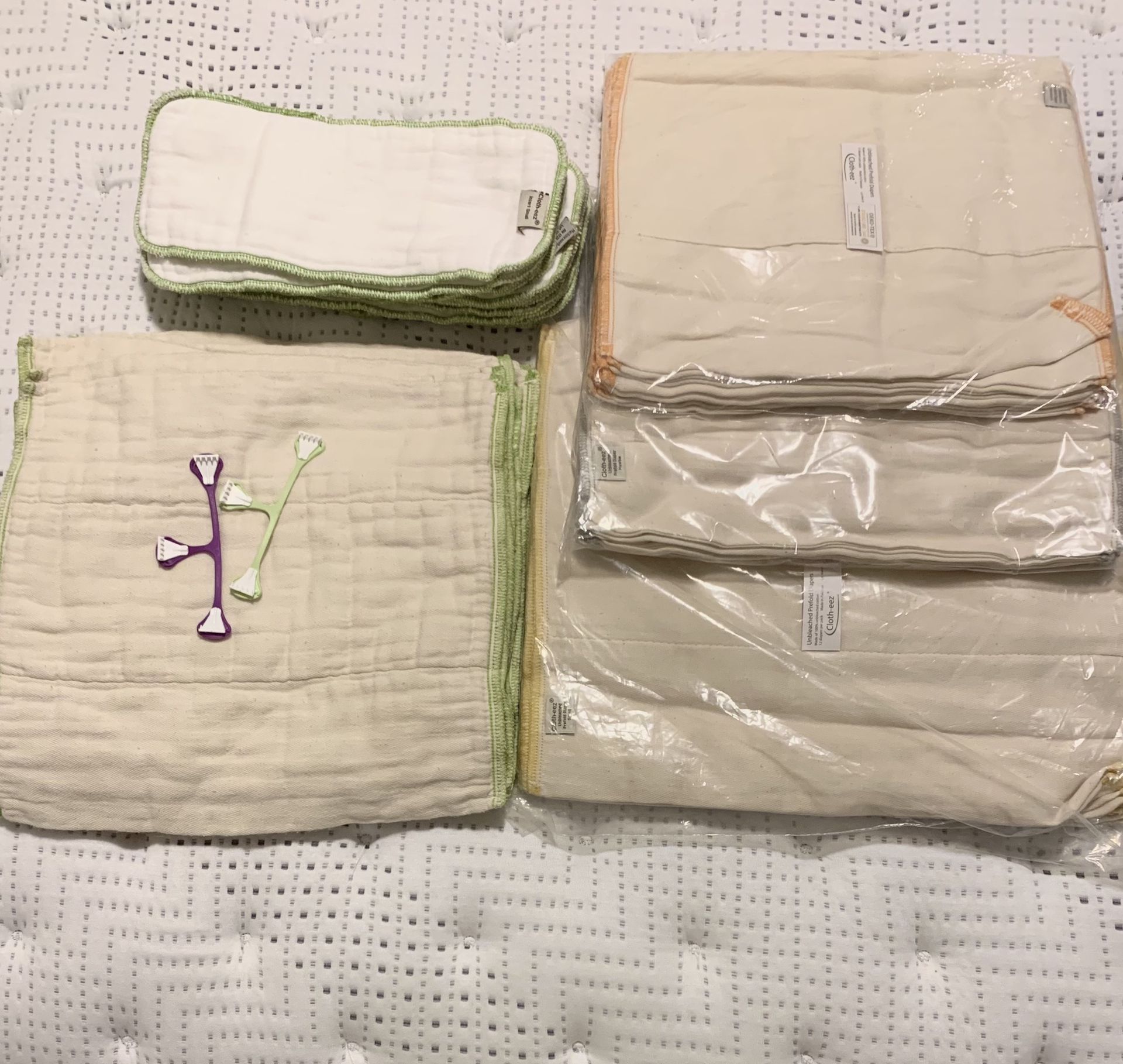 Cloth-— -prefolds - unbleached - 3 Pack (small and Newborn) New Never Used