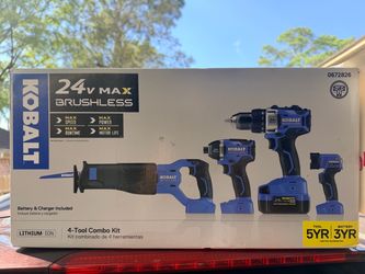 Kobalt 4-Tool Rechargeable Combo Kit: Reciprocating Saw, Drill Driver, Impact Driver, Flash Light