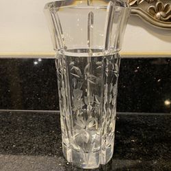 Vintage Crystal hand Cut Vase Brilliant Lilly of the Valley Design 7” H 3.5” D