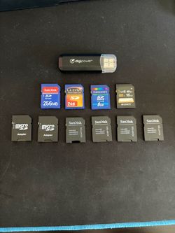 SD Card and Adapter Lot with Card Reader