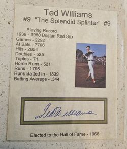 Ted Williams Signed/Autographed 8x10 Statistic Photo