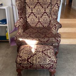 Vintage Chair With Ottoman