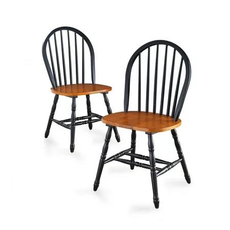 Better Homes and Gardens Autumn Lane Windsor Solid Wood Chairs Set of 2 Black and Oak