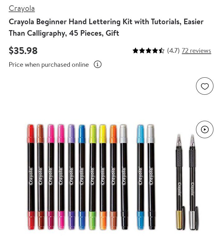 Crayola Beginner Hand Lettering Kit with Tutorials, Easier Than  Calligraphy, 45 Pieces, Gift 