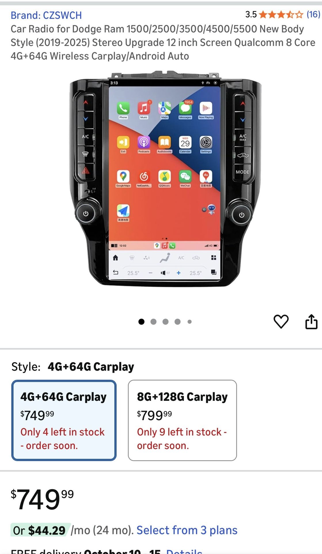 2019-2025 Ram Stereo Screen Display