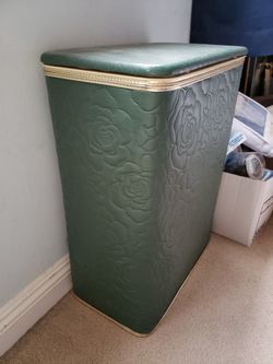 Redmon Forest Green Hamper Embroidered Roses And Gold Trim