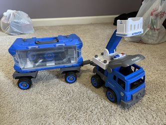 Police truck remote control + electric drill take apart toy