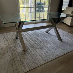 Glass Dining Table w/ Chrome Base