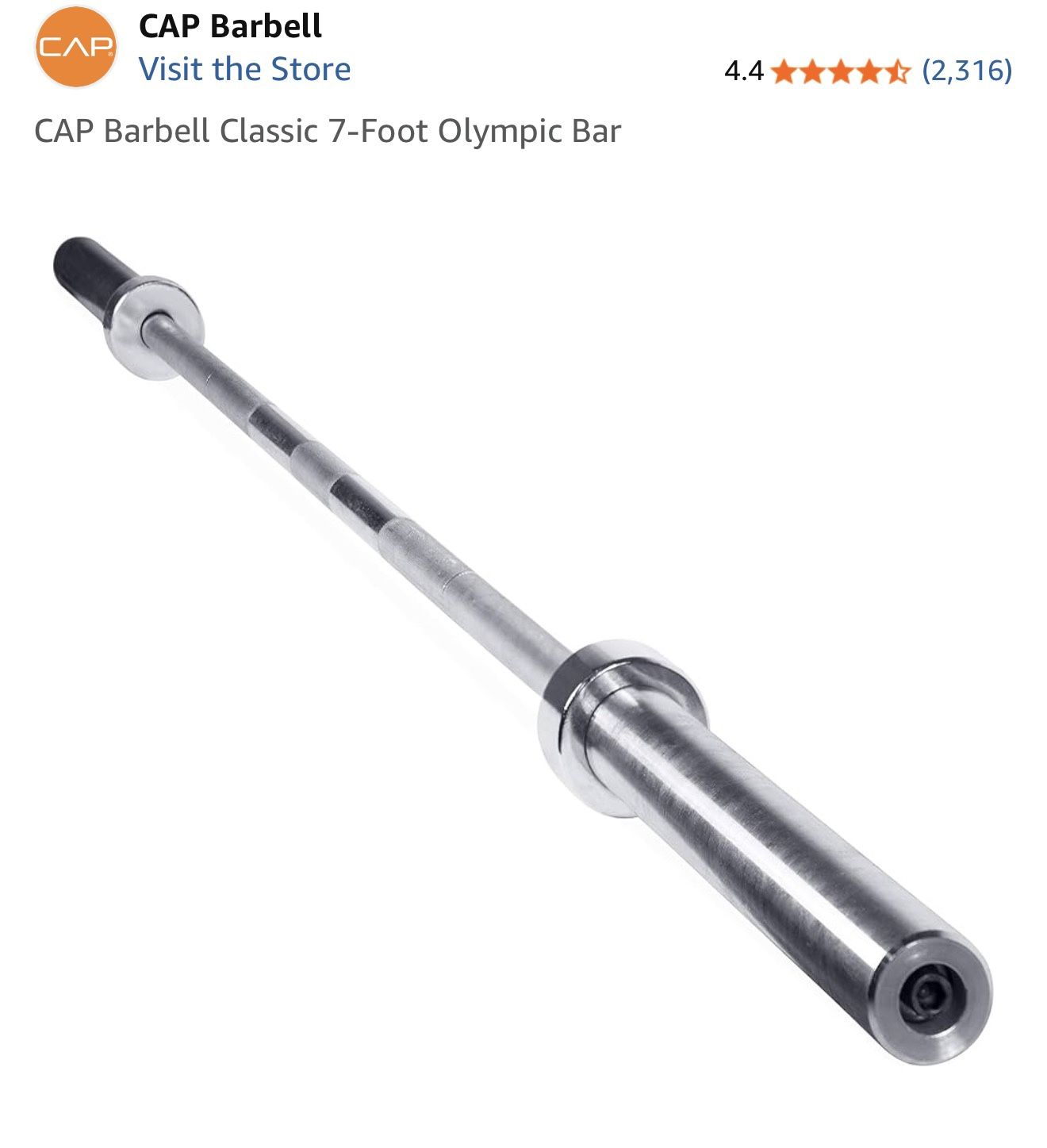 7 CAP Barbell Classic 7-Foot Olympic Bar, Chrome CAP Barbell Classic 7-Foot Olympic Bar,