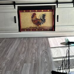 30” Wooden Tray Rooster