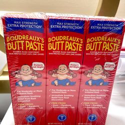 Boudreaux's Butt Paste Maximum Strength Diaper Rash Ointment, 4 oz., 3 Count (NEW IN PACKAGE)