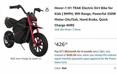 NEW IN BOX - Hover-1 H1 TRAK Electric Motorcycle/Dirt Bike For Children