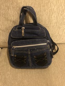 Denim small backpack purse
