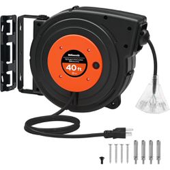Retractable Extension Cord Reel, 40 FT Heavy Duty Power Cord