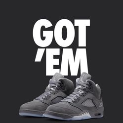 JORDAN RETRO 5 WOLF GREY (SIZE 13)